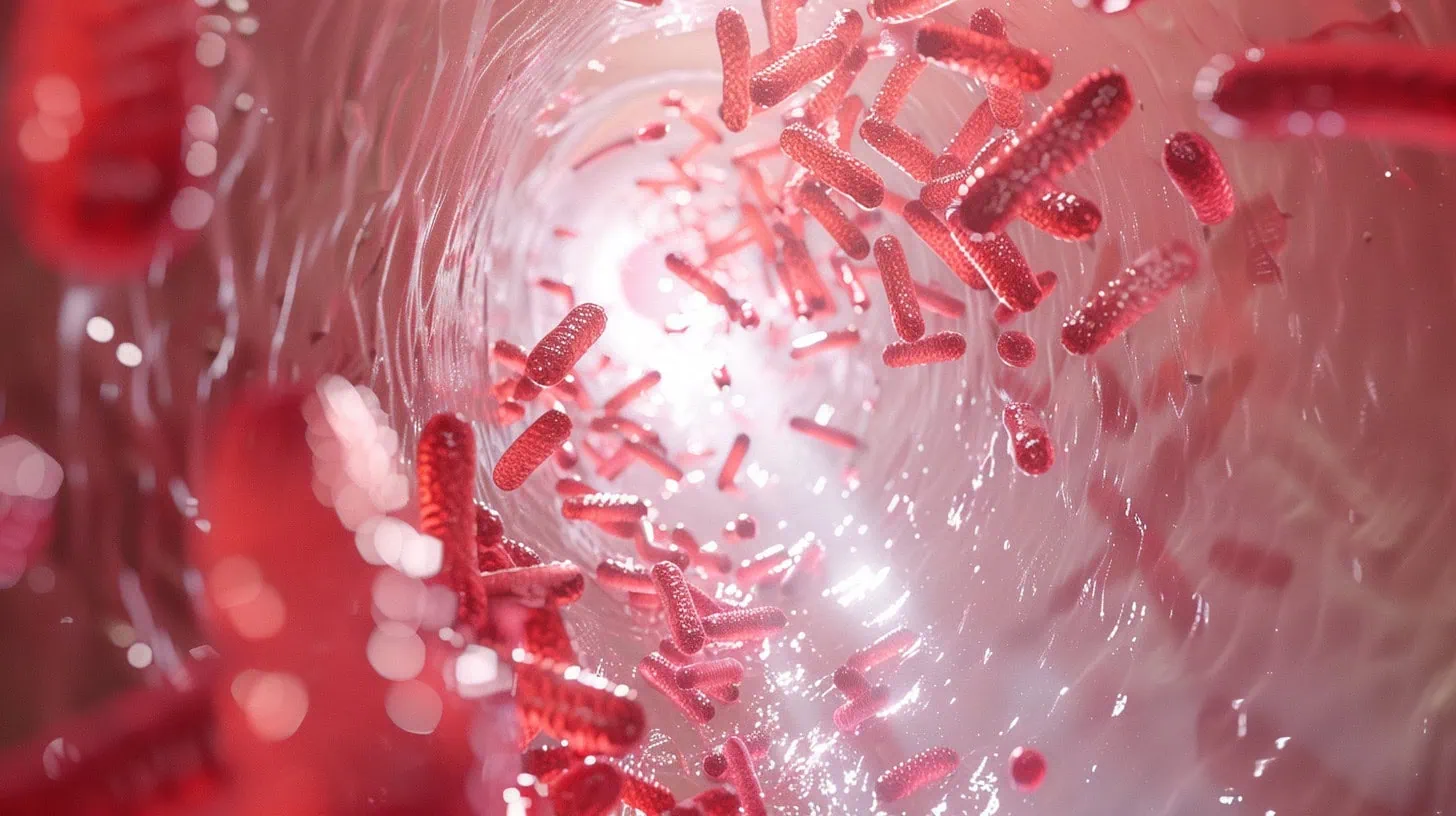 Cc4863 A Gut Tunnel Full Of Red And Rose Bacteria Floating Arou F5ba251f F762 4da9 A61f 74b865de8866