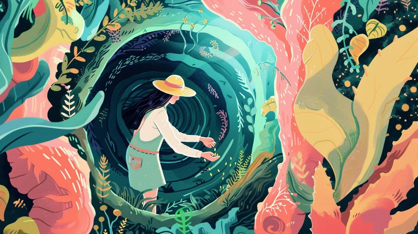 Cc4863 Cute Illustration Of A Female Farmer Sowing Seeds Into T 52214c7c 6831 4b5b 8619 598aebc43ff1